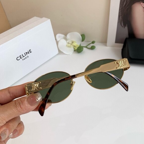 Celine Triomphe Gold Metal Oval Sunglasses - Picture 5 of 8